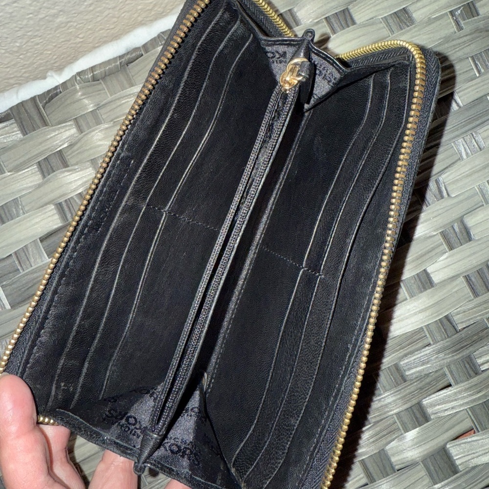 Michael Kors Quilted Black Leather Accordion Zip Wallet Organizer- Gold Accents - Picture 3 of 15